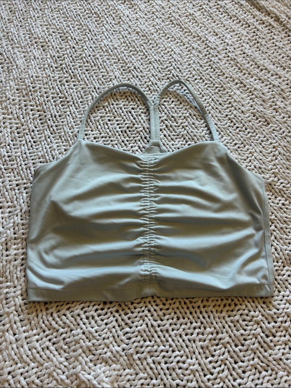 Ruched Front Light Sage Crop Tank